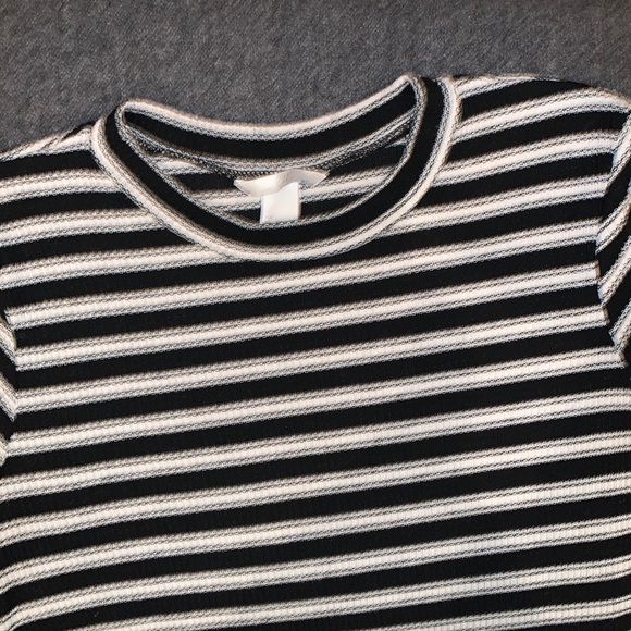 H&M striped T-shirt, large, black and cream - Picture 1 of 3